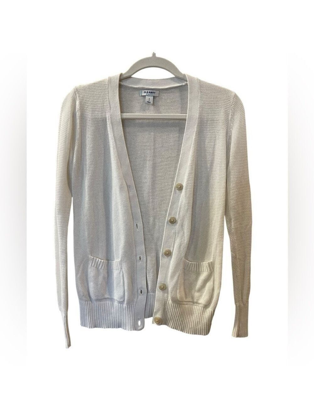 Old Navy Women's White Long Sleeve Button Front Cardigan Sweater Small Petite